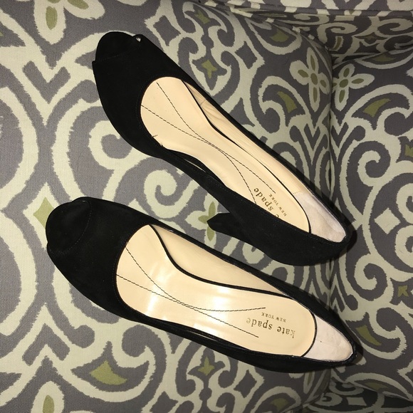 Kate Spade Peep Toe Black Suede Pump - Picture 4 of 8